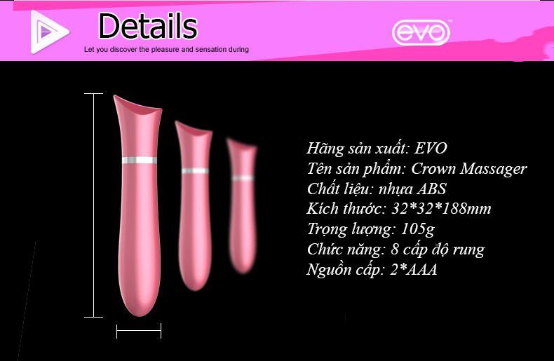 Thanh rung massage mini xinh xắn Evo Crown chi tiết